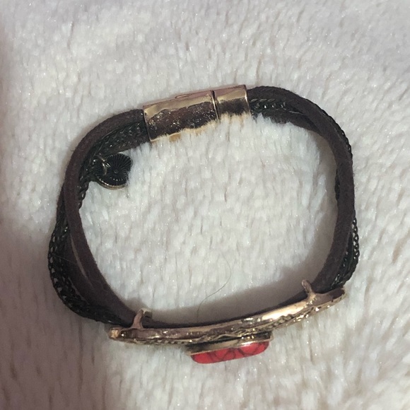 Synthetic Red Cabachon Bracelet Costume Jewlery - Picture 5 of 6